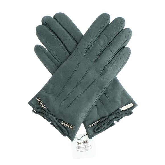 Coach Grey Bow Leather Gloves - 83865 NWT! - Picture 1 of 8